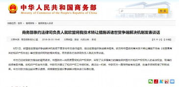 理性看待欧盟诉中国技术转让措施WTO案 商务部回应传递辩证信号